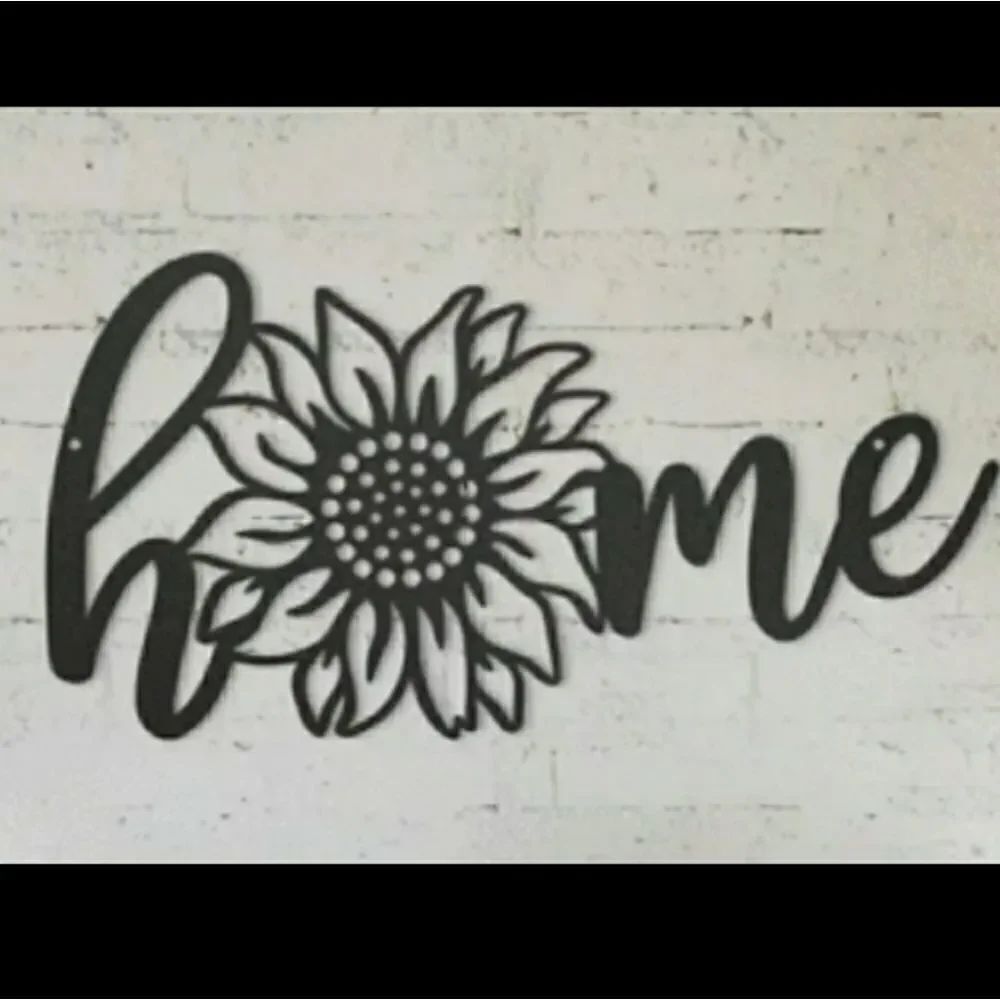 Metal H🌻ME Wall Decor Sign with Sunflower Graphic